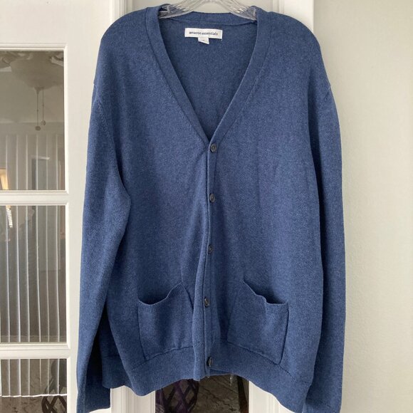 Amazon Essentials Heather Blue Cotton Cardigan Sweater XXL - Picture 6 of 13